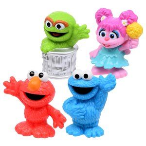 Playskool-Sesame-Street 4 Figures Elmo Oscar Cookie Monster Abby Cadabby